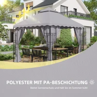 Outsunny Ersatzdach für Pavillon, mit Lüftungsdach, Wasserablauflöcher, Polyester, 3 x 3 m, Hellgrau(m-4)