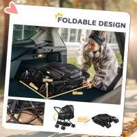 PawHut Pet Stroller Pushchair Foldable Travel Dog Cat Carriage w/ Reversible Handle Brake Basket(m-5)