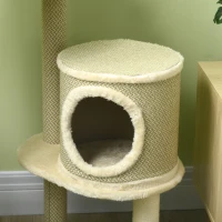 PawHut Kratzbaum Katzenbaum, 1 Katzenbett, 1 Katzenhöhle, 2 Liegeflächen, 124 cm x 59 cm x 40cm +Beige(m-7)