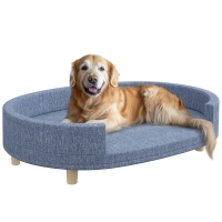 PawHut Sofá para Mascotas con Cojín Extraíble Funda Lavable y Patas de Madera Carga 30 kg para Interior 100x70x25 cm Azul