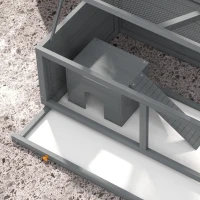 PawHut Wooden Hamster Cage with Sliding Tray, Openable Top, Hut for Syrian Hamster, Grey(m-9)