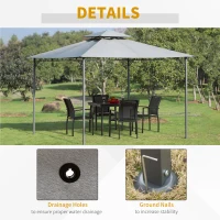Outsunny 3x3(m) Outdoor Patio Gazebo Steel Canopy Tent Pavilion 2-Tier Roof Top Garden Sunshade Grey(m-5)