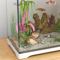 PawHut Aquarium, 17L Tropisch Vissenaquarium, Gemakkelijk te onderhouden, Heldere zichtbaarheid, met LED-verlichting, 35L x 21B x 31H cm, Wit+Zwart(m-9)