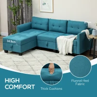 HOMCOM 'L' Shape Modular Sofa, with Storage - Light Blue(m-6)