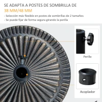 Outsunny Base de Sombrilla de Jardín Peso Neto 14,28 kg Soporte de Parasol Redondo Apto para Postes de 38mm/48mm Resina y Acero para Terraza Patio Exterior Ø48,5x33 cm Bronce(m-4)