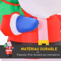 HOMCOM Père Noël Gonflable LED 2,4H m avec hotte Polyester imperméable Rouge(m-5)