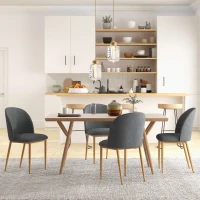 HOMCOM Lot de 4 chaises de Salle à Manger Chaise de Salon Pieds en métal Imitation Bois 50 x 58 x 85 cm Gris(m-2)