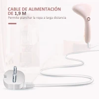 HOMCOM Plancha Vapor Portátil de Viaje 1500W con Accesorios de Cepillo Sistema de Seguridad Autoapagado y Antigoteo Rosa(m-9)