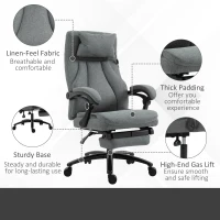 Vinsetto Office Chair, Fabric Desk Chair with Adjustable Massage Pillow, USB Power and Retractable Footrest, High Back, 360° Swivel, for Home, Grey(m-8)