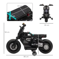 HOMCOM Kids Electric Motorbike with Siren, Horn, Headlights, Music, Training Wheels, for Ages 3-5 Years - Black(m-3)