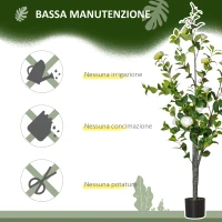 HOMCOM Pianta Finta Albero Camelia con Vaso e 25 Fiori per Interno ed Esterno, Altezza 150cm(m-5)
