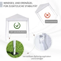Outsunny Faltpavillon, Bierzelt, 4 abnehmbare Seitenwände, 2 Fenster, Metallrahmen, 2 x 2m, Weiß(m-5)