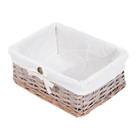 HOMCOM Mobiletto con 5 Cesti per la Casa in Vimini e Legno di Platano 40 x 29 x 90 cm Legno e Bianco(m-7)