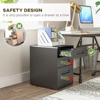 Vinsetto Lockable File Cabinet with 3 Drawers, Vertical Office Drawer for A4, Letter, Legal Size, Anti-tilt Design, Pre-Assembled Body, Black(m-8)