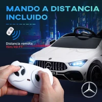 AIYAPLAY Coche Eléctrico para Niños de +3 Años Mercedes-benz AMG CLA 45 con Batería 12V Mando a Distancia Faros Música Blanco(m-8)