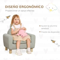 HOMCOM Sillón Infantil Mini Sofá para Niños de +3 Años con Asiento Acolchado y Reposabrazos 61x42x53 cm Marrón(m-5)