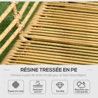 Outsunny Ensemble salon de jardin 4 pièces canapé 2 places 2 fauteuils 1 table basse 7 coussins métal et résine imitation rotin(m-5)