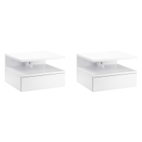 HOMCOM 2 tlg. Wandnachttische Nachttisch Wandschrank mit Schublade Schwimmendes Design Schlafzimmer Nachtkommode Beistelltisch modern Spanplatte Weiß 35x32x22,5 cm