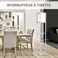HOMCOM Lampadaire étagère 26L x 26l x 160H cm 3 étagères 4 Niveaux MDF Blanc(m-6)