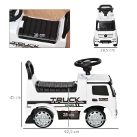 HOMCOM Coche Correpasillos Mercedes ANTOS para Niños de +12 Meses Coche sin Pedales con Bocina Faros Compartimento de Almacenaje Respaldo y Protección Antivuelco 62,5x28,5x45 cm Blanco y Negro(m-3)