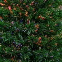 HOMCOM Sapin de Noël Artificiel Lumineux 120H cm Fibre Optique Multicolore + Support Pied 130 Branches étoile Sommet Brillante Vert(m-9)