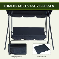 Outsunny Hollywoodschaukel mit neigbarem Dach Stahl Schwarz(m-6)