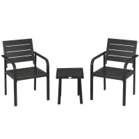 Outsunny Gartenmöbel-Set für 2 Personen inkl. 1 Tisch, 2 Stühlen, Gartengarnitur, Bistro-Set, HDPE Schwarz(m-1)