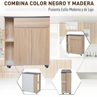 HOMCOM Carro de Cocina Carrito Servir Multiusos Estantería Carrito Auxiliar con Ruedas para Baño Dormitorio con Estante Cajón Armario 78x39,5x88,5 cm(m-4)