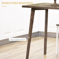 HOMCOM Mesa de Comedor Rectangular Mesa para Salón con Patas de Madera de Pino 98x60x76,5 cm Natural(m-6)