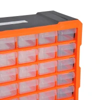 HOMCOM Casier de rangement module de rangement 38L x 16l x 48H cm 60 tiroirs transparents polypropylène orange transparent noir(m-9)