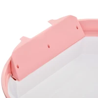 PawHut Bac à litière pour chat maison de toilette portable pour chat tiroir à litière coulissant porte battante lucarne + pelle fournis dim. 47L x 55l x 44H cm rose(m-8)
