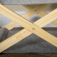 PawHut Katzenbett mit Gestell 2 Ebenen Haustierbett Ballspielzeug faltbar Hundebett Indoor Kiefernholz Natur+Grau 52 x 42 x 33,5 cm(m-9)