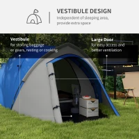 Outsunny Two-Man Dome Tent, with Front Vestibule - Blue/Grey(m-5)
