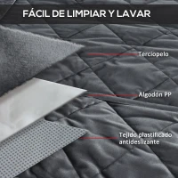 PawHut Funda de Asiento Delantero de Coche para Perro Mascota Protector Antideslizante con Ancla y Correa Envolvente para Camiones Furgonetas SUV 105x46 cm Gris(m-6)
