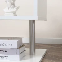 HOMCOM Beistelltisch Couchtisch Nachttisch mit 3 Regalen Sofatisch Kaffeetisch Wohnzimmertisch Modernes Design Spanplatte Metall Weiß 50 x 50 x 50 cm(m-7)