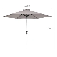 Outsunny Parasol de jardin Parasol droit Ø 2,7 m lumineux hexagonal inclinable parasol LED solaire métal polyester haute densité gris(m-3)