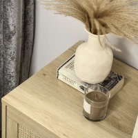 HOMCOM Cómoda con 4 Cajones de Rejilla de Ratán Cajonera de Madera para Dormitorio Estilo Cannage Bohemio 60x38x88,5cm Natural(m-8)