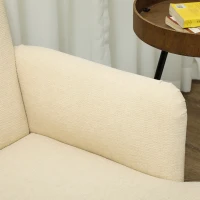 HOMCOM Velvet Feel Fabric 2 Seater Sofa, Small Sofa Loveseat with 21cm Thick Padding and Wood Legs, Cream White(m-7)