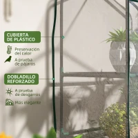 Outsunny Invernadero de Jardín con 3 Estantes 1 Puerta con Cremallera para Cultivo de Plantas 59x39x127 cm Transparente(m-4)