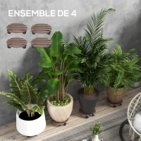 Outsunny Lot de 4 supports ronds Ø30 cm pour plantes - porte plante à roulettes, intérieur et extérieur(m-4)