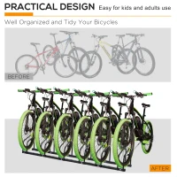 HOMCOM Bike Stand Parking Rack Floor or Wall Mount Bicycle Cycle Storage Locking Stand 179L x 33W x 27H (6 Racks, Black)(m-7)