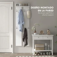 HOMCOM Perchero para Recibidor de Pared con 8 Ganchos y Estante para Entrada Pasillo 55x21,3x170 cm Blanco(m-4)