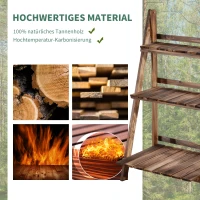 Outsunny Pflanzentreppe Blumenbank Blumentreppe Blumenregal Pflanzregal Blumenständer 3 Stufen Tannenholz Dunkelbraun 60 x 37 x 93 cm(m-4)