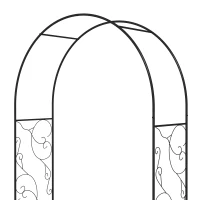 Outsunny Outdoor Garden Arch with Double Gates, Metal Garden Arbor for Climbing Plants, Roses, Vines, Wedding Arch for Outdoor, 125L x 38W x 227H cm, Black(m-8)