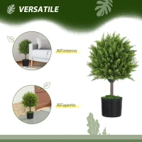 HOMCOM Pianta Finta Albero Cedro con Vaso Incluso per Interno ed Esterno, Altezza 55 cm, Verde(m-6)