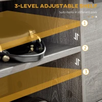 HOMCOM Industrial Console Table, Narrow Hallway Table with Cabinet, Open Compartments and Slatted Shelf for Entryway, Grey(m-5)