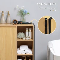 kleankin Armario Auxiliar de Baño con 1 Puerta y 3 Estantes Abiertos Mueble de Estilo Industrial 60x28x80 cm Roble(m-6)