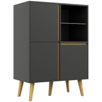 HOMCOM Meuble de rangement design modene avec étagères réglables et pieds en bois massif 70 x 40 x 96,1 cm gris foncé