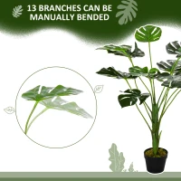 HOMCOM 2 Pack Decorative Artificial Monstera Plants in Pot Fake Plants for Home Indoor Outdoor Decor, 85cm, Green(m-6)