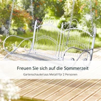 Outsunny Hängebank Schaukel Bank Gartenschaukel mit Ketten, Metall, Weiß, 118x58x57cm(m-4)